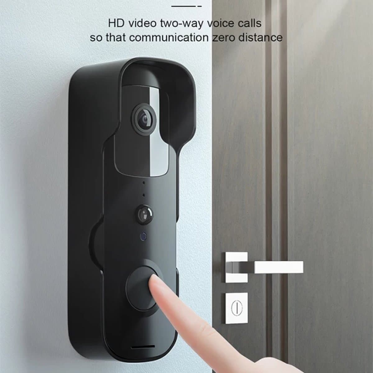 T-ring smarthome Video Deurbel V30 - Zwart GEEN ABBONEMENT NODIG (incl. 2 x Oplaadbare accu batterijen en losse bel) EXTRA SMAL MODEL !