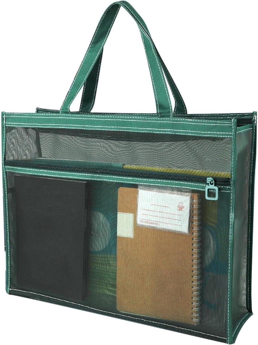 Documenten Organizer - Opbergzak Bestand - Zaken Opbergen - Transparant Mesh - 40 x 30 cm - Groen