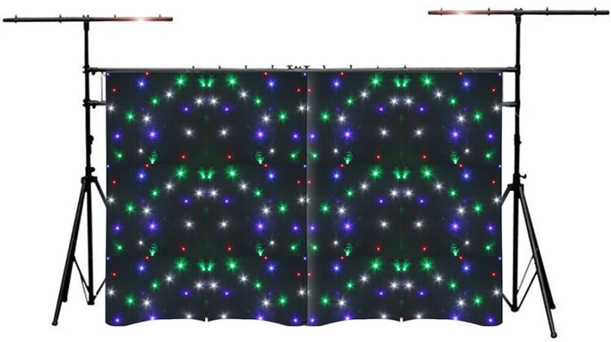 BeamZ LED gordijn 2 x 3m met 96 RGBW LEDS en lichtbrug incl. T-bars