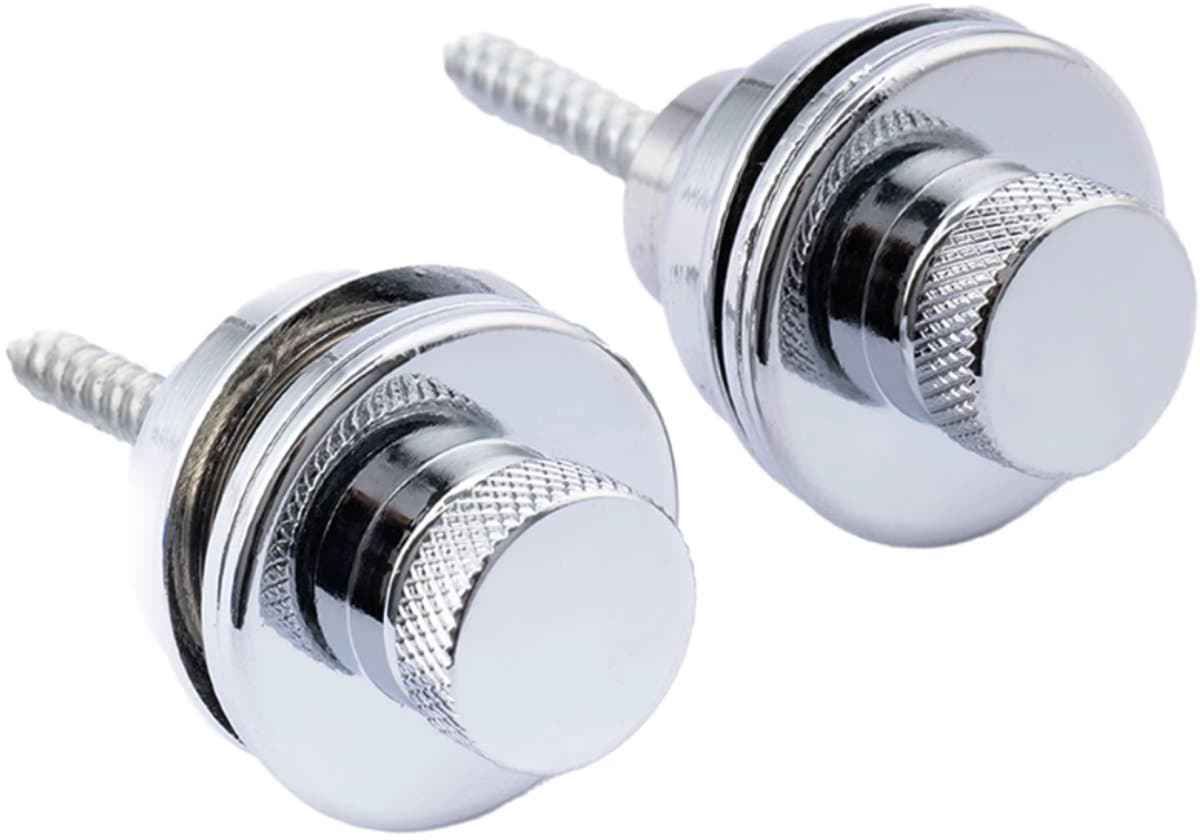 Gitaar Straplocks Set van 2 – Zilverkleurig Metaal – Universele Gitaarband Beveiliging voor Elektrisch, Akoestisch & Bas - Zilveren Gitaarband Sluiting - Veiligheidssluiting voor Gitaarband