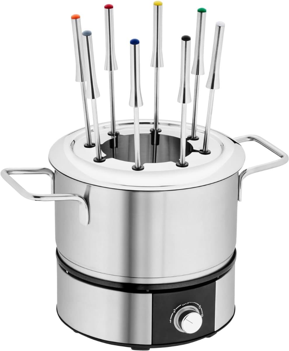 RUX® Fondueset - Fondue - Fondueset elektrisch - Zilver - 33cm x 24cm x 26cm