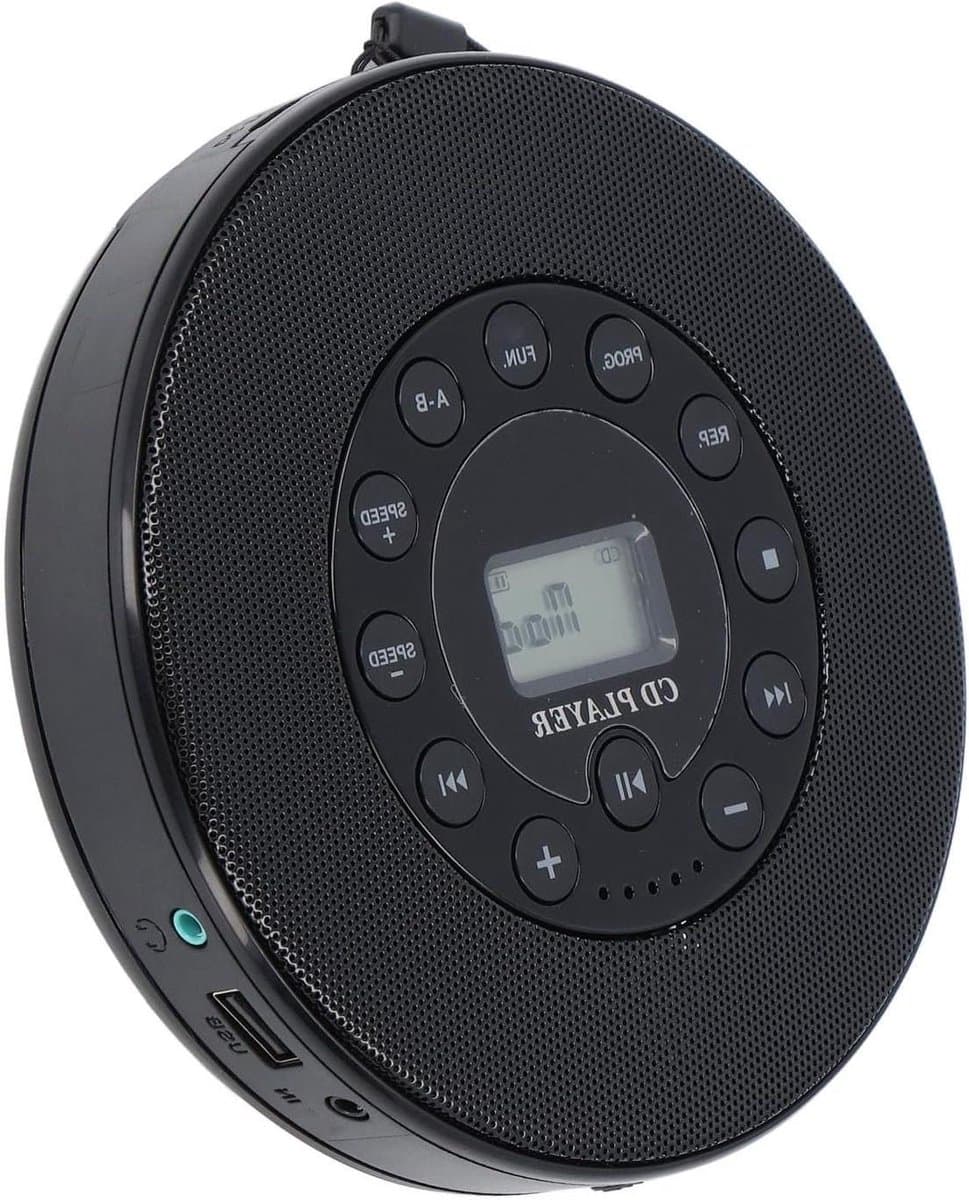Draagbare CD-speler - Discman MP3 CD-speler - Muziek Luisteren - Ingebouwde Speaker - 2000 mAh Batterij - Zwart