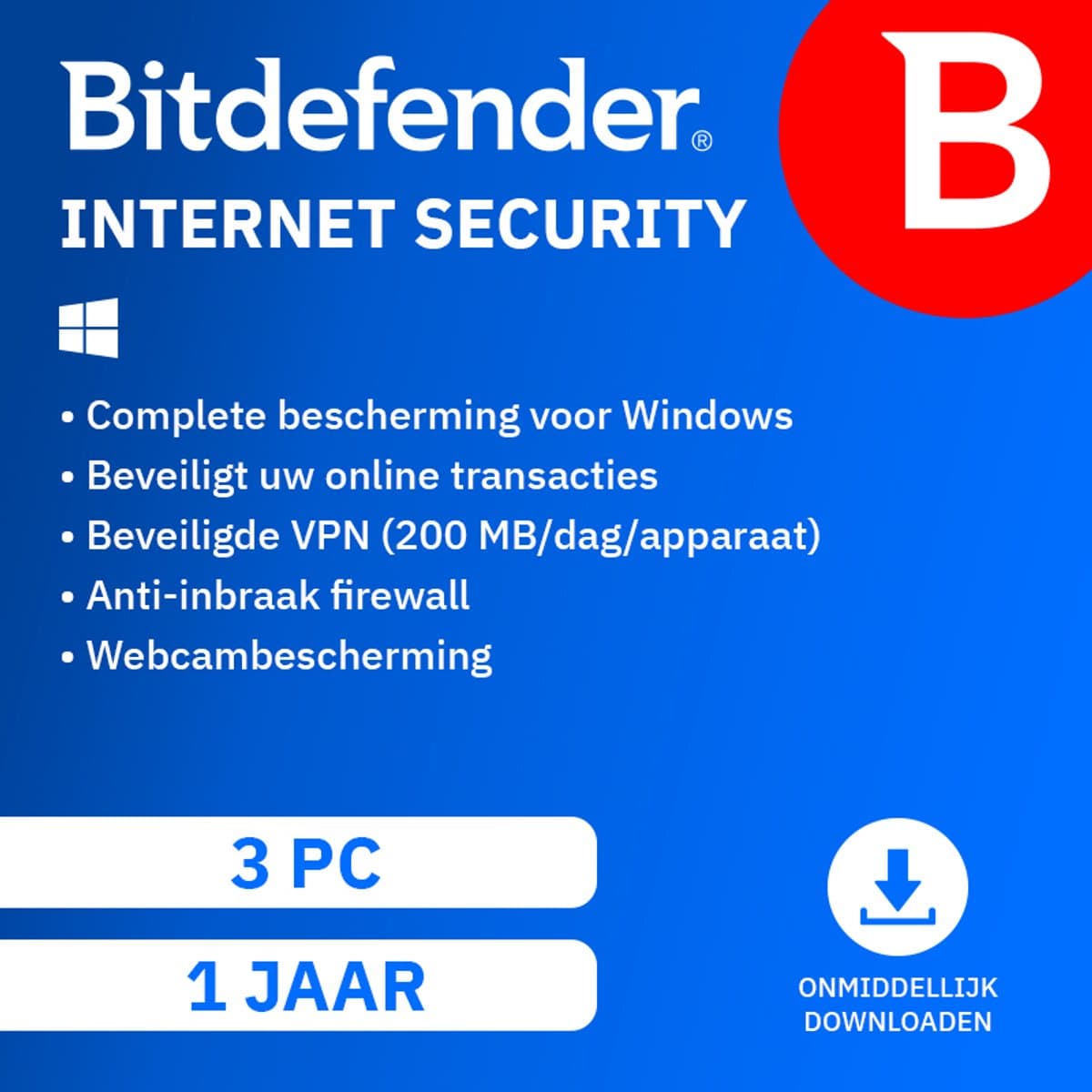 Bitdefender Internet Security 2022 - 12 maanden/3 apparaten - Nederlands (PC)