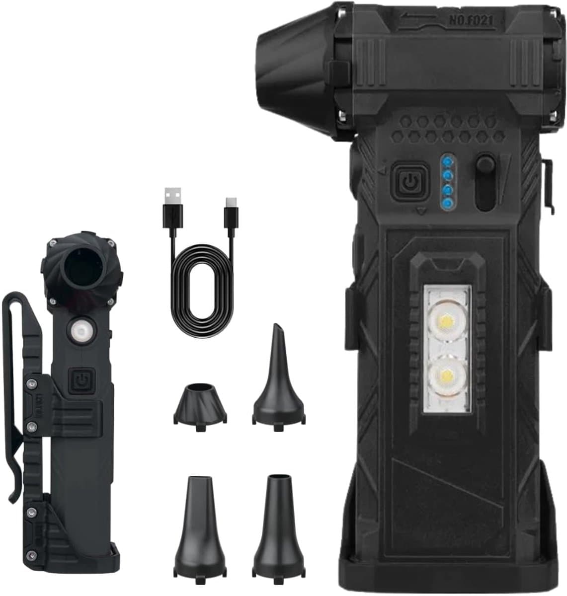 Draadloze persluchtblazer - instelbare snelheid 14-45 m/s - 4 mondstukken - LED-lamp - 110 minuten gebruiksduur - 6000 mAh accu