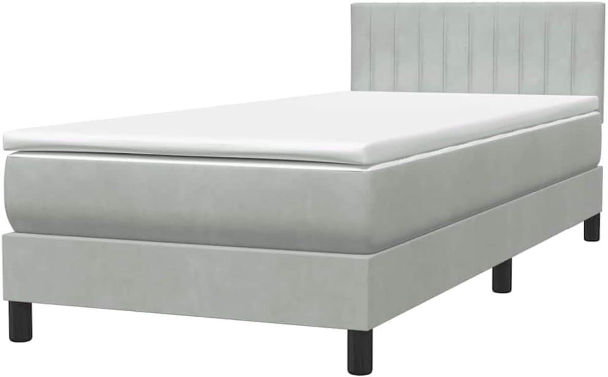 Boxspring met matras - Ledikant bedframe - Rustgevende nachtrust - In hoogte verstelbaar - 80x220 cm - Lichtgrijs