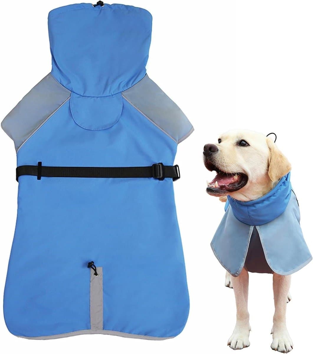 Honden Regenjas - Hondenjas Winterjas - Huisdier Warm Houden - Met Capuchon - 6XL - Blauw