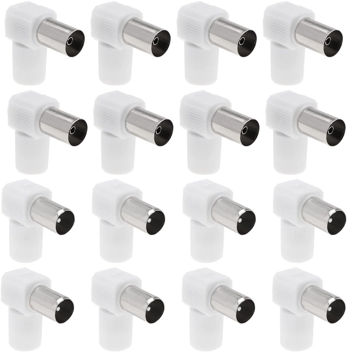 Dailygoody - TV Coaxiale Antenne Connector - Coaxiale Koppeling - Wit - Antenne Plug en Socket Set - Geschikt voor TV - 16 Stuks