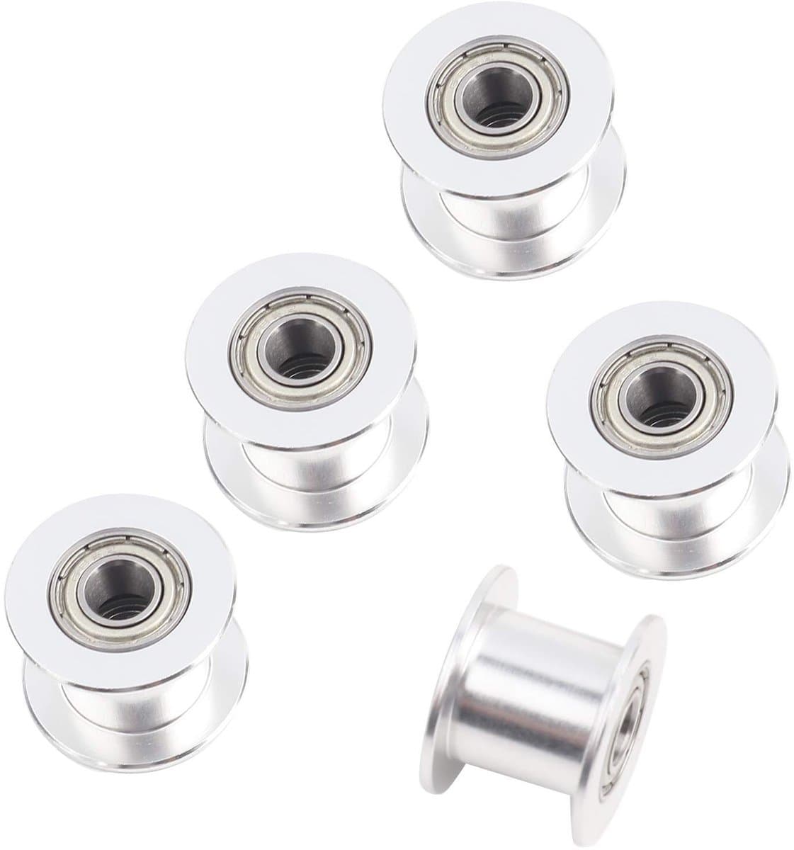 Dailygoody - Gladde GT2 Idler Pulley - Timing Katrol Wiel - 5 Stuks - 10mm Breedte - Voor 3D-printer - Hoogwaardige Aluminiumlegering