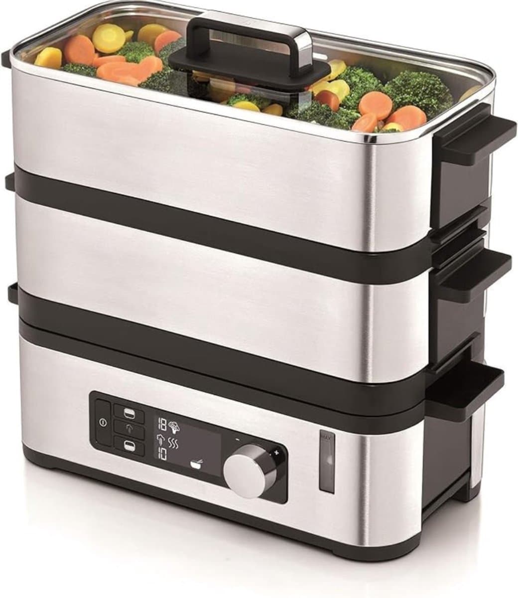 REN® Stoomkoker - Stoomkokers - Stoompan - Zilver - 28cm x 14cm x 28cm
