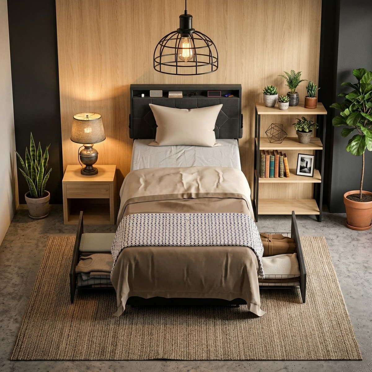 ACXIN Polsterbed 90x200 cm met Opbergruimte - Bed met 2 Laden - Bedframe van Metaal - Jeugdbed met Veloursstof - Donkergrijs, Stabiel Steunsysteem, Eenvoudig te Monteren