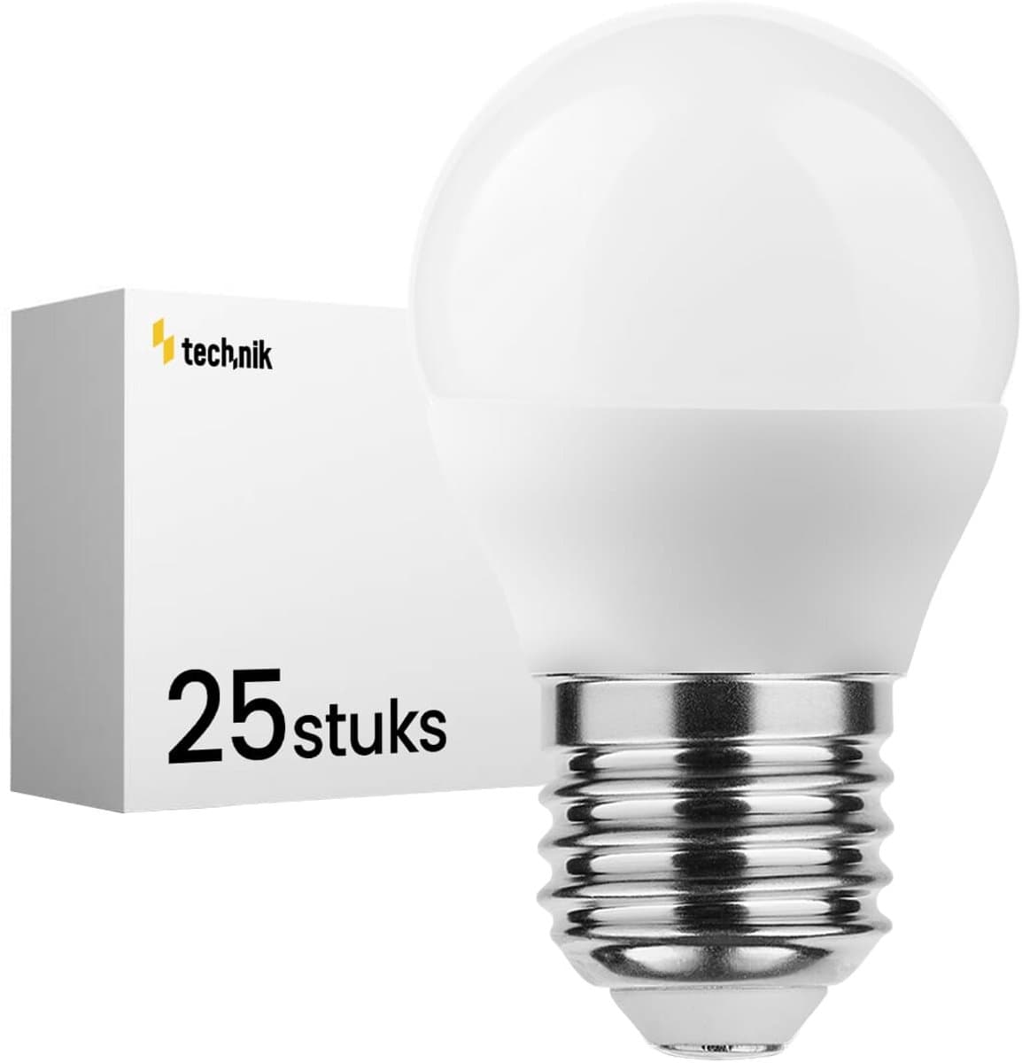 Technik E27 LED Lamp 4.9W - 470lm - 2700K - Warm Wit - LED Globe Mini P45 - Vervangt 40W Halogeen Gloeilamp - 25 stuks