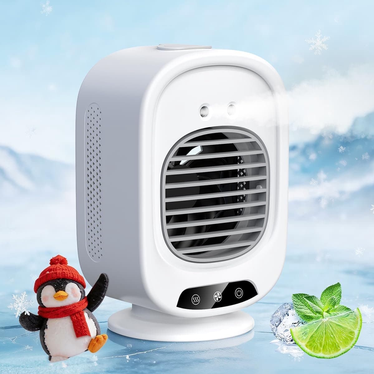 KZQ Draagbare 2 In 1 Luchtkoeler Wit Luxe Model - Mini Airconditioner Met 3 Snelheden Usb Voor Kantoor Of Slaapkamer - Extra Functies En Hoger Vermogen