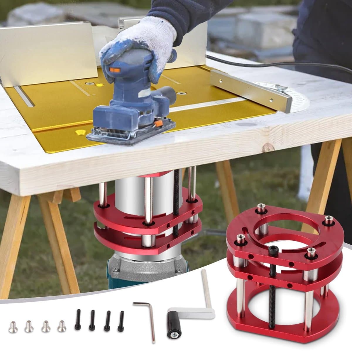 OmGoods - Dailygoody - Router Elevator - Aluminium Router Lift Basis met 4-Klauwen Klem voor Houtbewerking