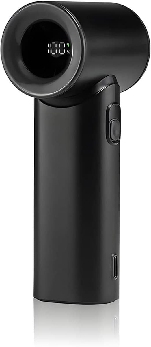 longziming -Draagbare Ventilator - Handventilator - Persoonlijke Koeler - Digitale Batterijindicator - 5 Snelheidsstanden - ABS Kunststof - Compact en Lichtgewicht - 1 Stuk
