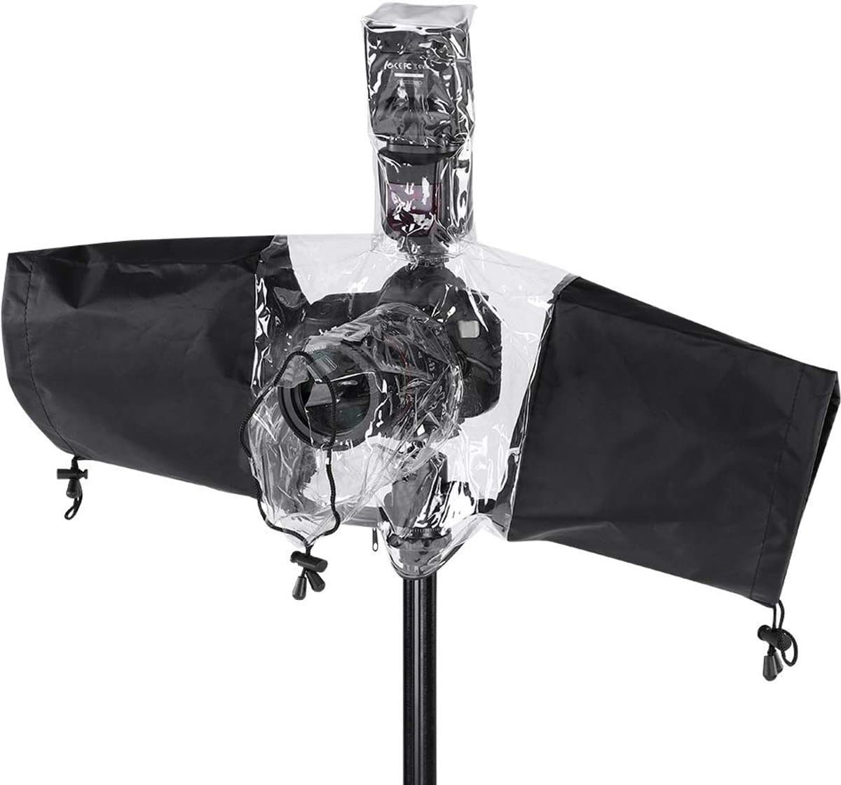 Camera Regenhoes - Beschermhoes Camera - Fotografie Buiten - Waterdicht Transparant - 67 x 28 cm - Zwart
