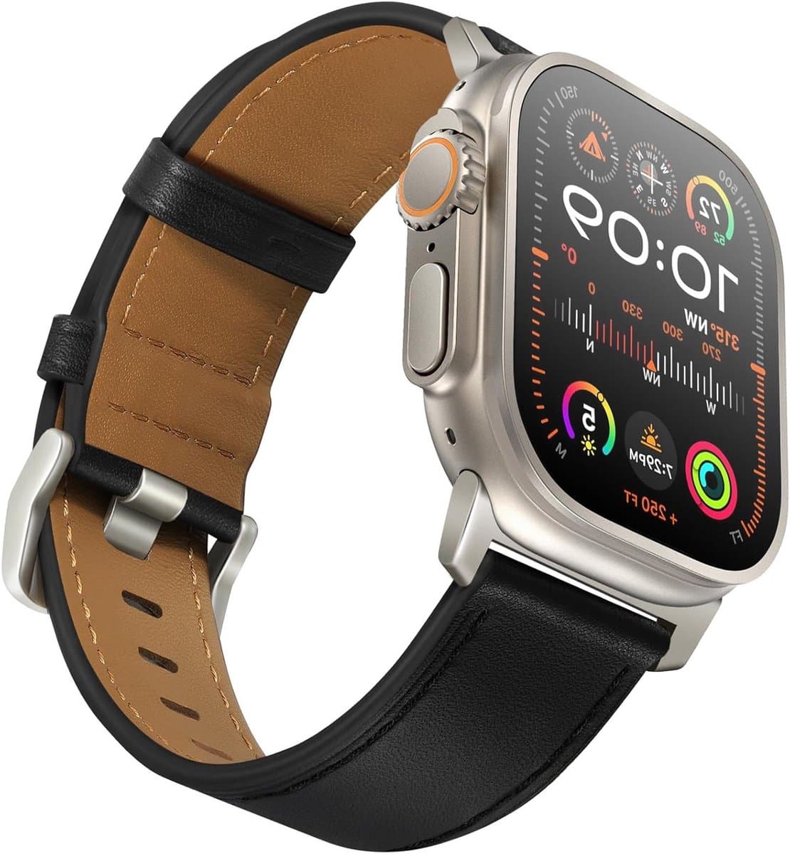 Compatibele leren horlogeband voor Apple Watch Ultra 2 en Series 10, 49mm tot 38mm, luxe en duurzaam ontwerp