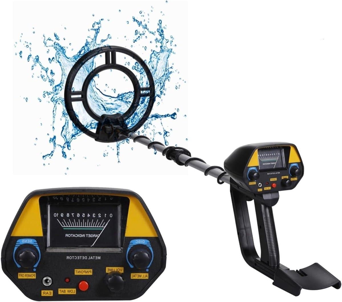 Metaaldetector - Schatzoeker Tracker - Metaal Vinden - Waterdichte Zoekspoel - 25.6 Inch - Zwart