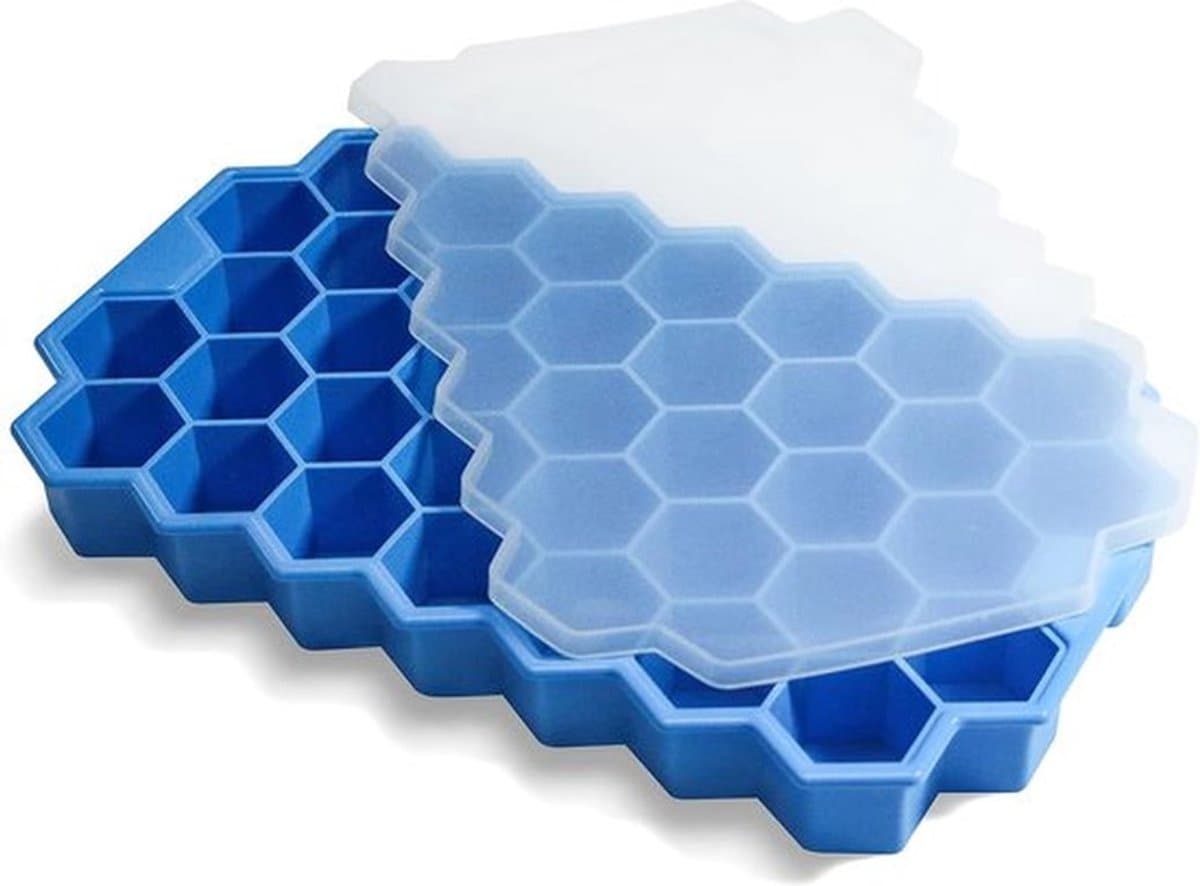 3-delige siliconen koelkast ijsblokjesvorm met rooster, gemakkelijk los te maken en herbruikbaar - Blauw
