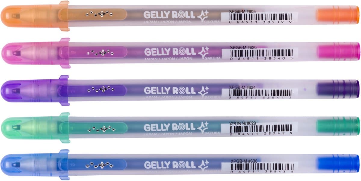 Gelschrijver Sakura Gelly Roll Silver Shadow set à 5 kleuren