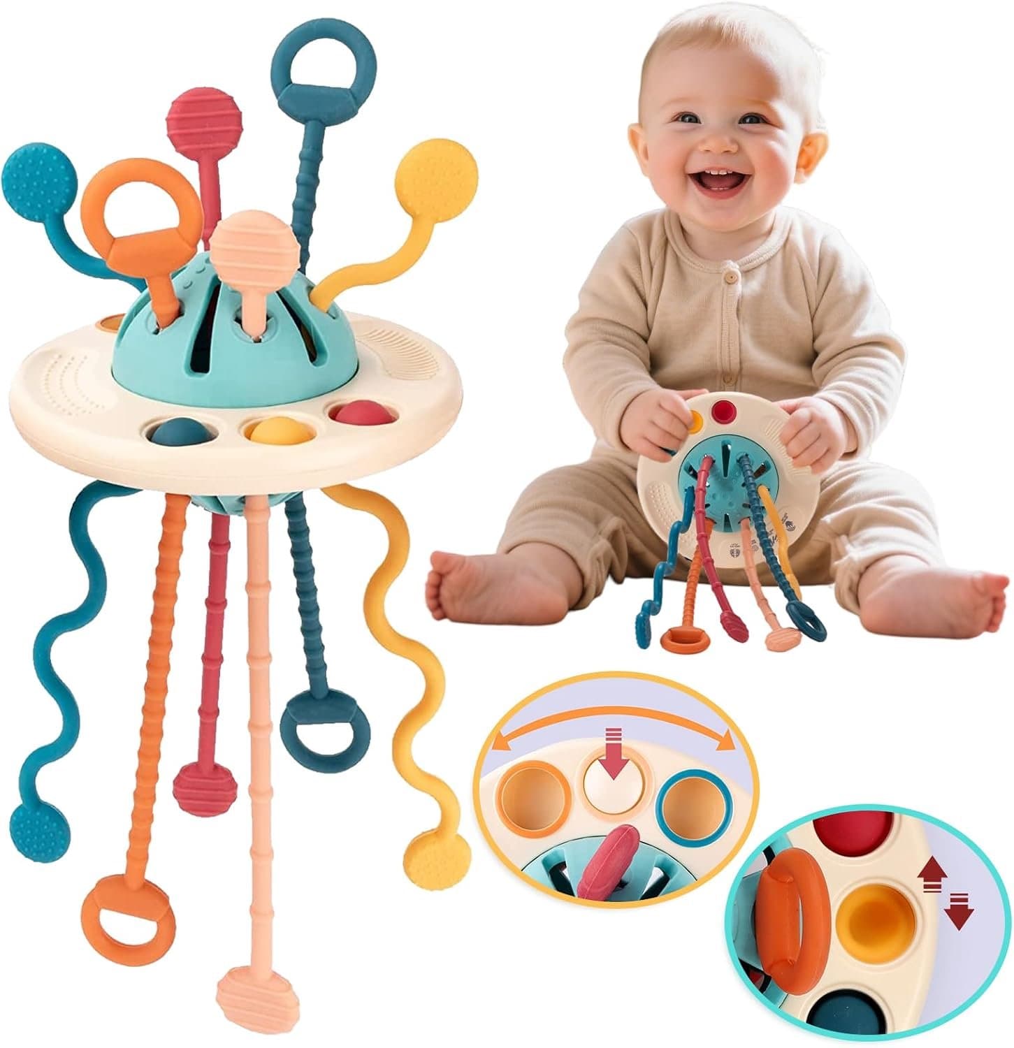 VONKELIOS - Montessori Speelgoed vanaf Baby 1 2 3 4 jaar - Educatief speelgoed voor baby's - Kinderspeelgoed Onderweg - Baby Speelgoed 6 7 8 9 10 Maanden - Ophangbaar - Baby-bijtspeeltjes - Baby sensorisch speelgoed