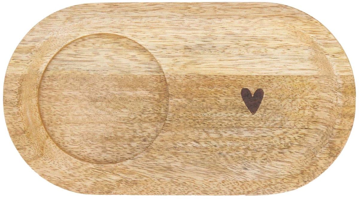 Zusss Serving Tray Wood Heart Mango Hout Naturel