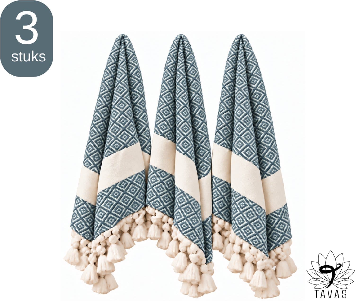TAVAS Theedoeken & Keukendoeken Set – 3 x 50x90cm – Petrol Groen - 100% Katoen – Wafelstructuur – Sneldrogend – Zachte Handdoeken voor Keuken