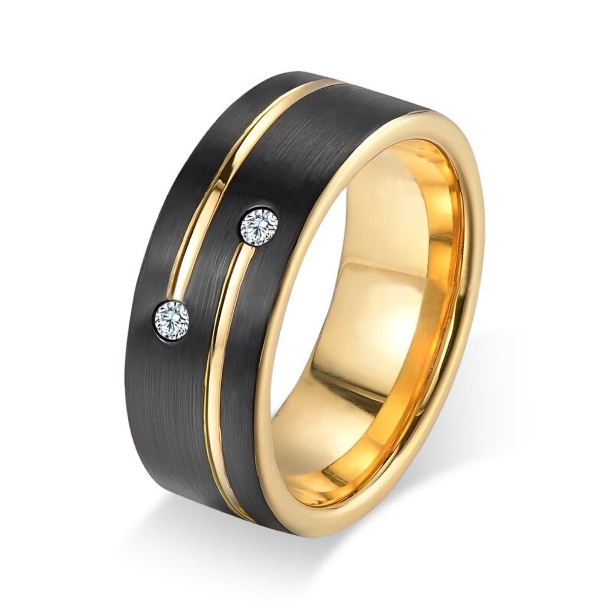 Sieraden zwart goud diamant roestvrij staal sieraden diamant groef ring Gemakkelijk te dragen