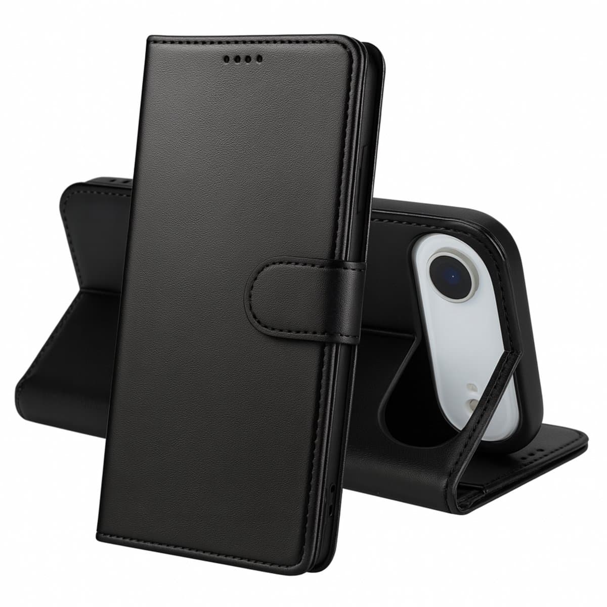 Hoesje Portemonnee geschikt voor iPhone 17 Air Zwarte portemonnee met magnetische klep en kaartopslag