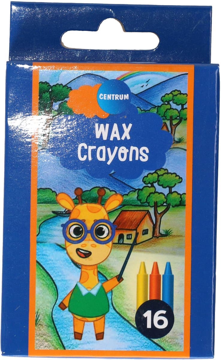 Centrum Waskrijtjes - 16x - gekleurd - 9 cm - speelgoed/knutselen - wax krijtjes - wascokrijtjes