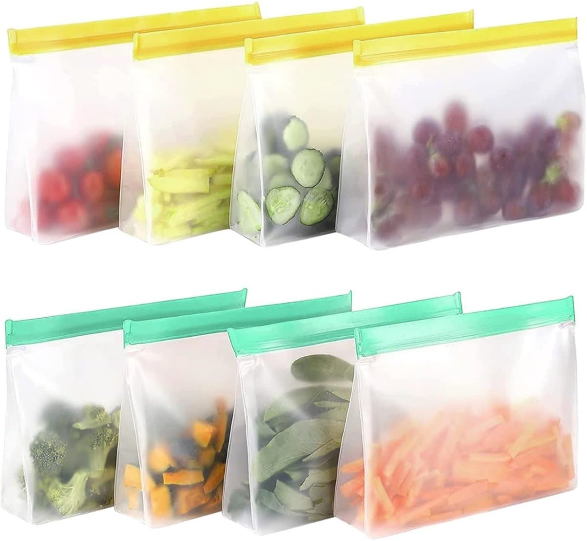 EXCITAT 8 stuks - Opbergzakken - Ritszakken - Herbruikbaar - Geschikt voor thuis, kantoor, school, picknick