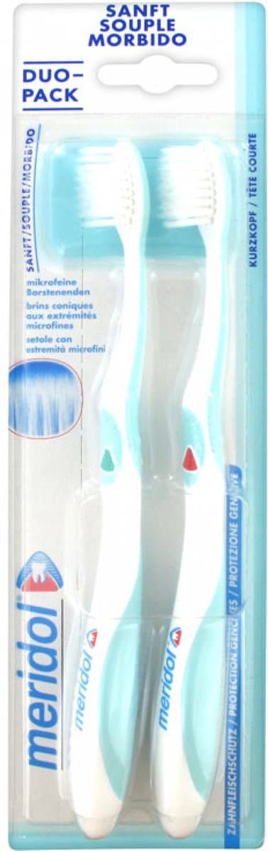 Meridol Duo-Pack Zachte Tandenborstels (Kleur : Groen en rood)