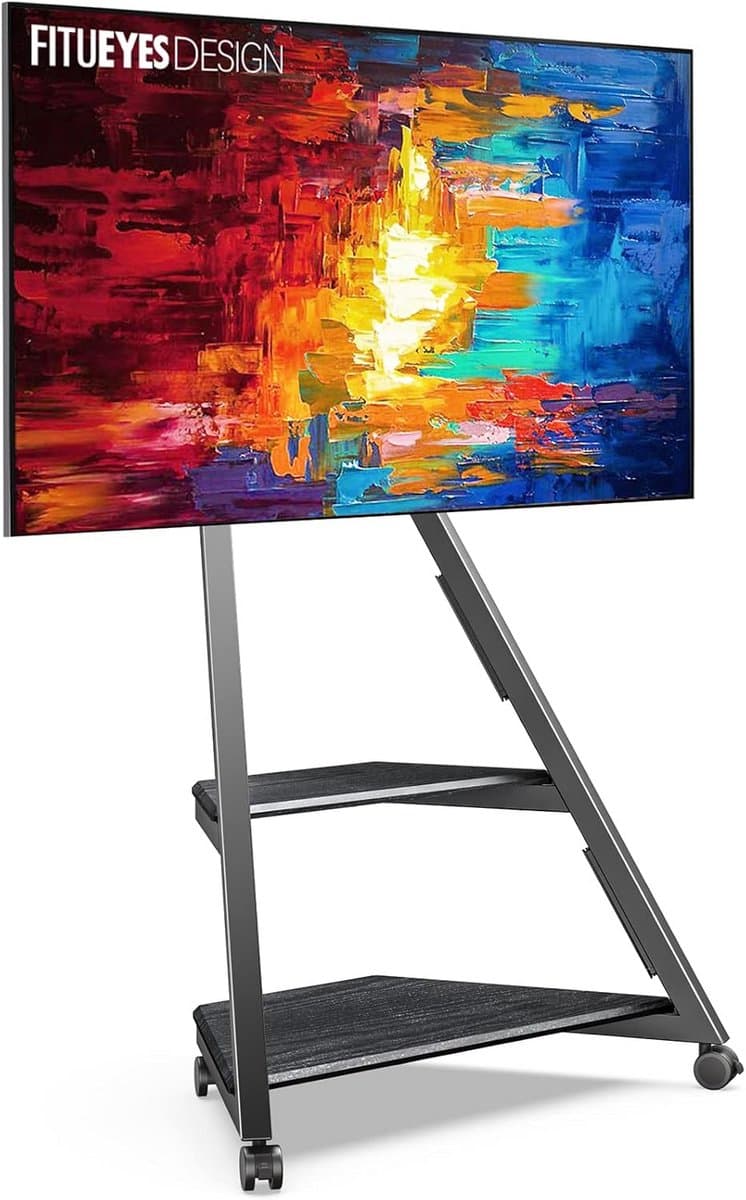 Verstelbare TV Stand met Wieltjes voor TV's van 32 tot 65 Inch, Inclusief 2 Planken
