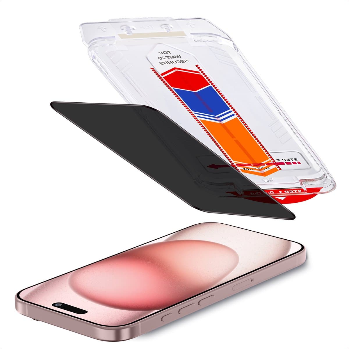 Accezz Screen protector - Geschikt voor Apple iPhone 16 / 15 - Gehard Glas Privacy Screenprotector + Applicator