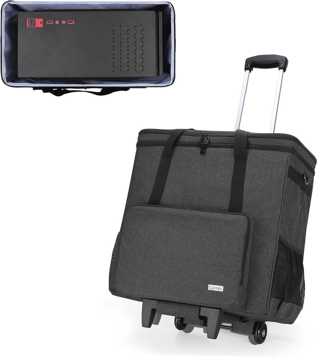 Draagtas voor Desktop Computer met Wielen – Dubbel Compartiment voor PC en Accessoires
