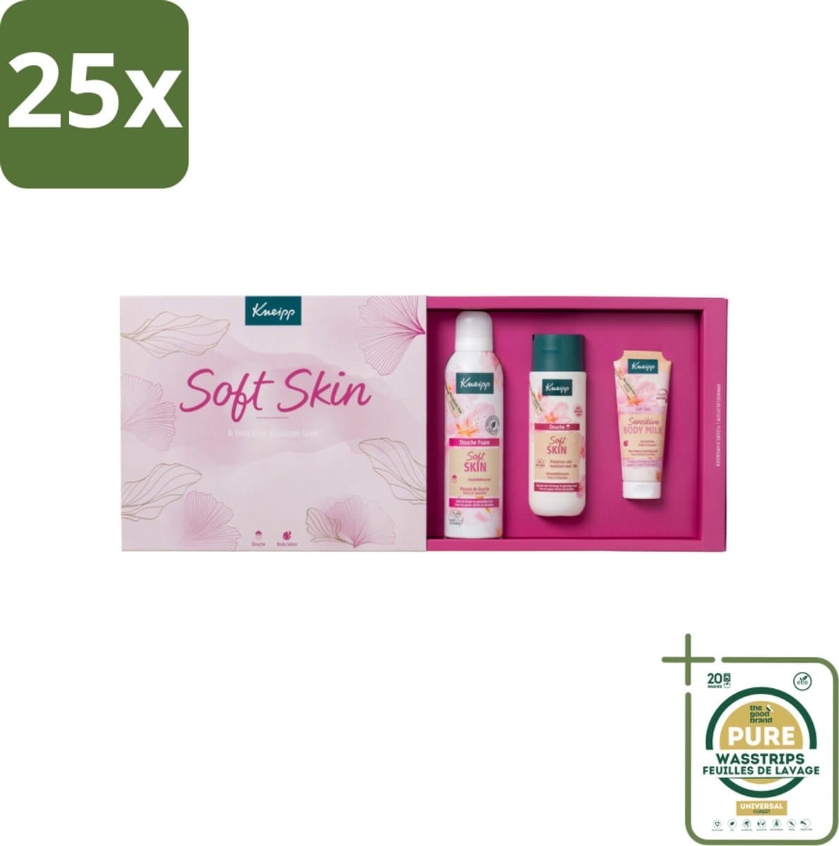 25 x Kneipp - Soft Skin Collection Luxe Geschenkset - Douche foam - Grootverpakking - Kneipp Soft Skin Collection - Douche Foam Soft Skin - Douchegel Soft Skin - Body Milk Soft Skin - Droge Huid Verzorging