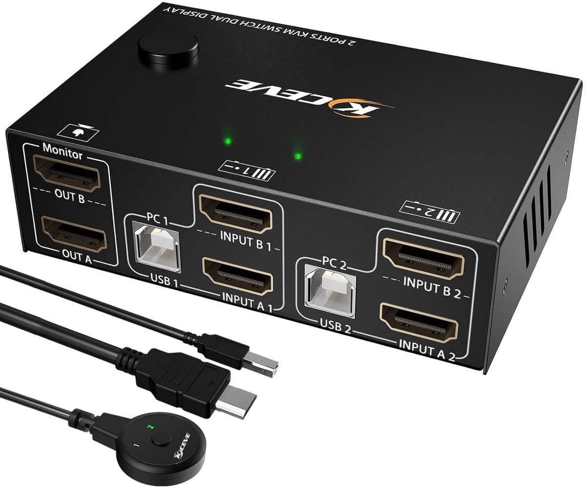 Dual Monitor KVM Switch 2 Poorten HDMI 4K USB 2.0 Hub voor 2 Computers