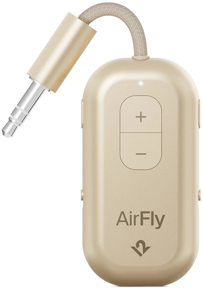 Twelve South AirFly Pro 2 – Geniet van In-Flight Entertainment met Draadloze Hoofdtelefoons – Koppel Twee Sets Draadloze Hoofdtelefoons voor Gedeeld Luisteren – Meer dan 25 Uur Batterijduur - Geel