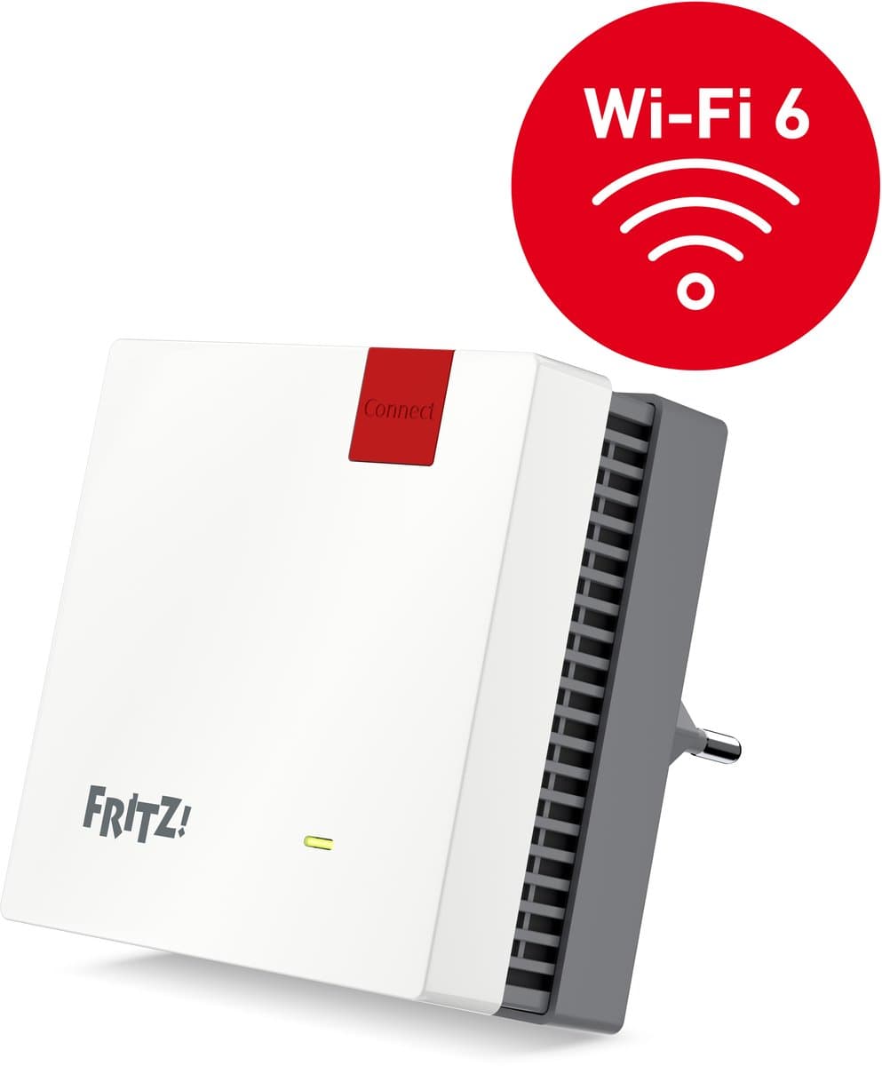 FRITZ! Repeater Mesh Wi-Fi Extender 1600 (1200 AX International) – Dual-band - Wi-Fi 6 - Netwerkrepeater – Wit – 3000 Mbit/s