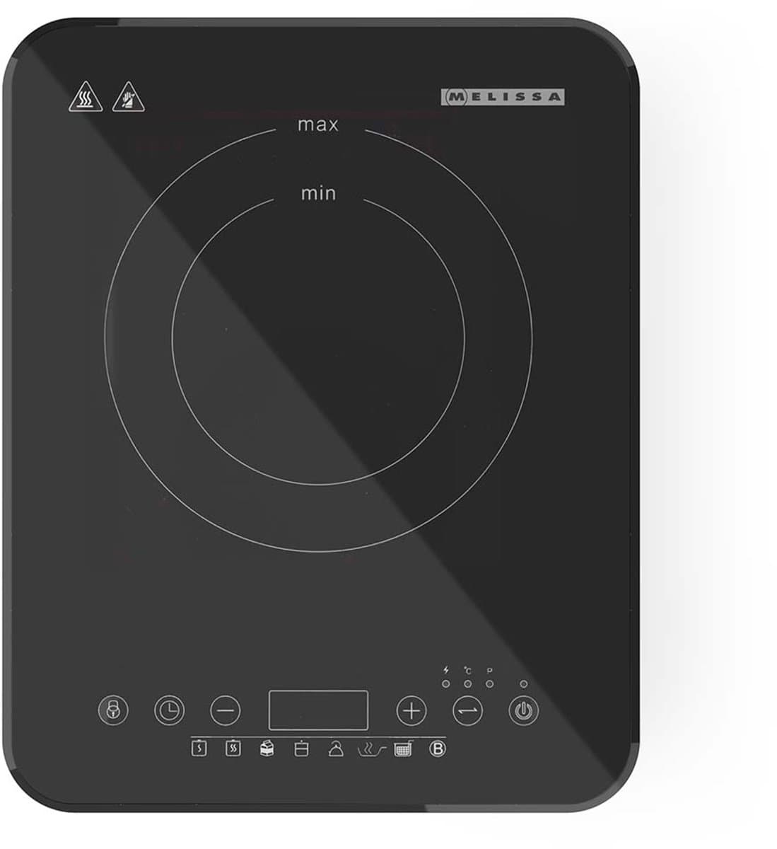 Melissa 16350029 - Vrijstaande inductiekookplaat met 1 kookzone en 2000 W vermogen - 10 standen - Touchbediening en LED display - Oververhittingsbeveiliging - Zwart