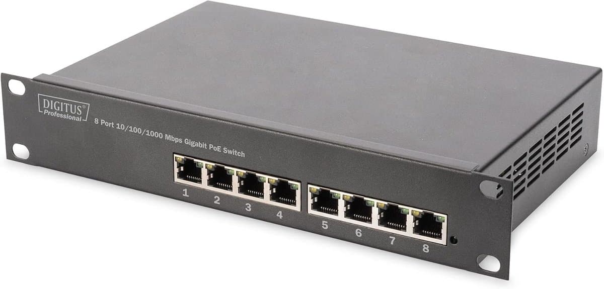 8-Poorts Gigabit PoE+ Switch 1000Mbps Unmanaged 10-Inch Netwerk Switch