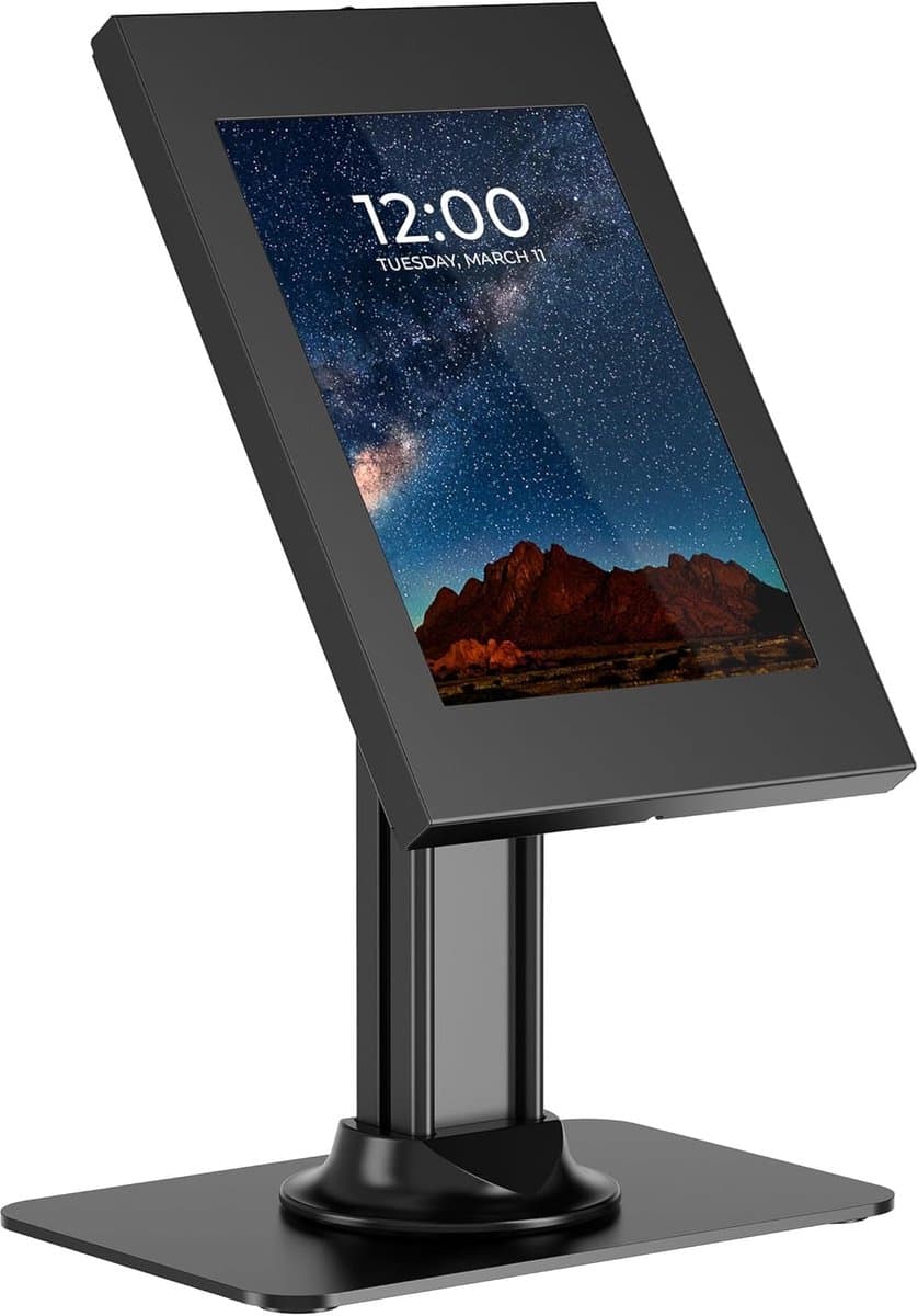 Tablet Kiosk Behuizing - Vergrendelbare Tablet Stand - Beveiligen & Presenteren - Universele Compatibiliteit - Vrijstaande Basis - Zwart