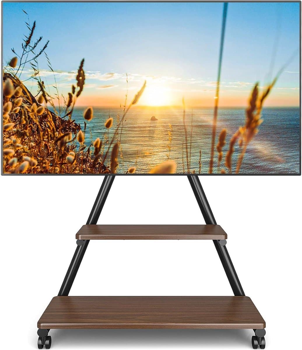 Rolling TV Stand for 43-80 Inch TVs up to 68kg Height Adjustable Mobile Stand with Shelves Max VESA 600x400mm .