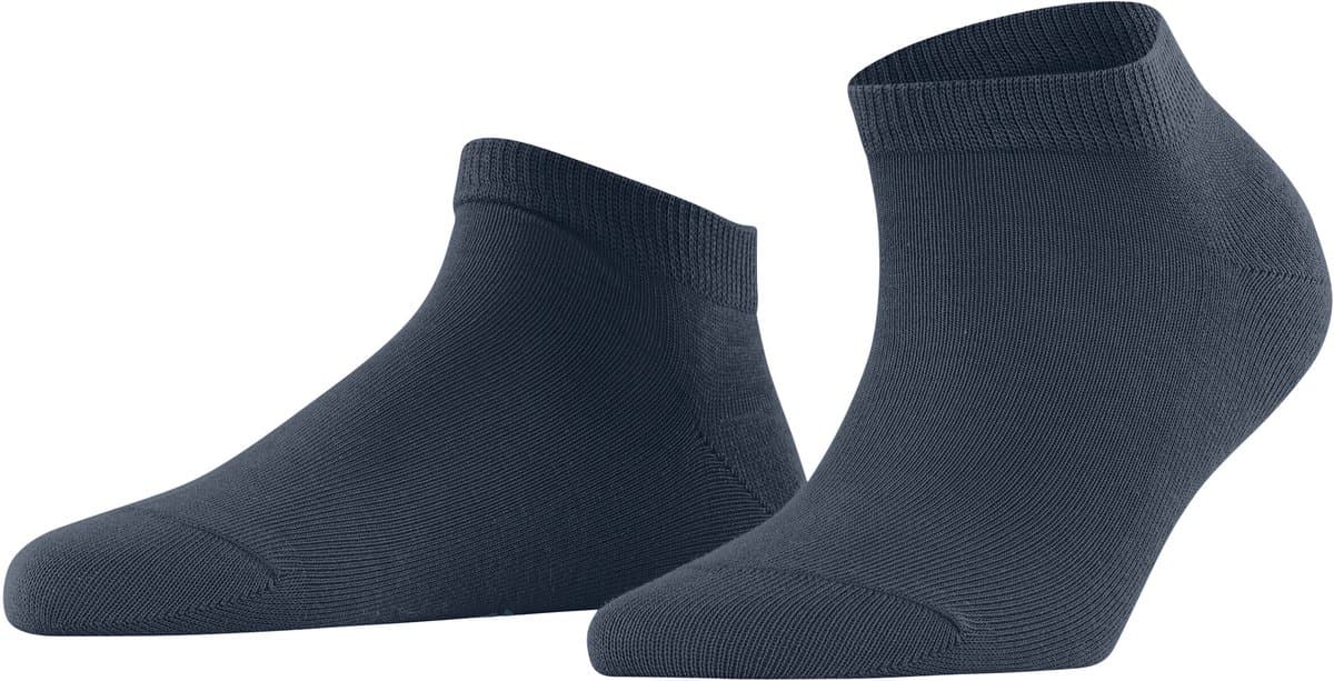 FALKE Family kort eenkleurig katoen sneakersokken enkelsokken dames blauw - maat 35-38