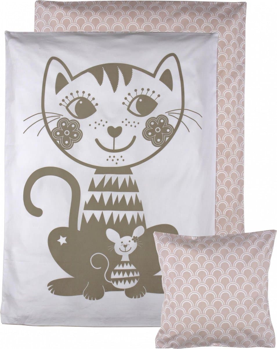 Roommate Dekbedovertrek Cat Grijs/roze 70 X 100 Cm