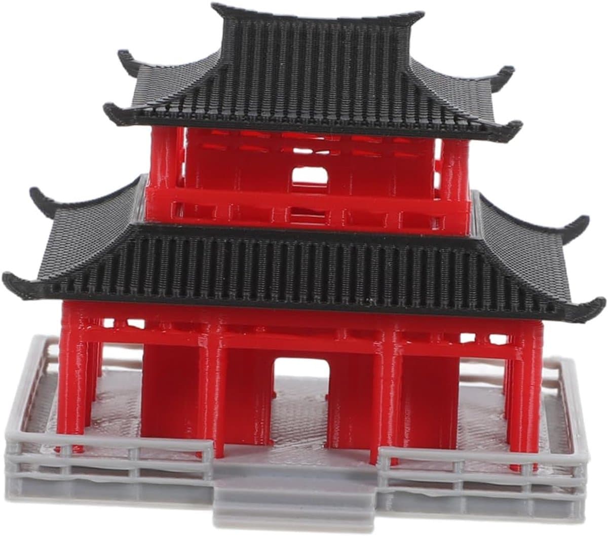 Miniatuur Paviljoen Beeldje - Tuin Decoratie - Aquarium Landschap - Gedetailleerd Ontwerp - 6.40x5.00x4.00CM - Rood