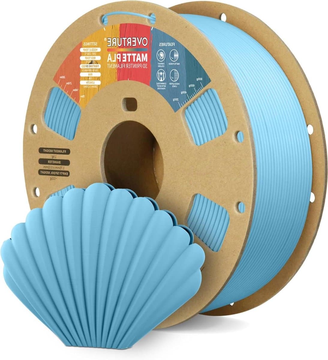 3D Printer Filament - PLA Filament 3D Print Materiaal - Objecten Printen - Matte Afwerking - 1.75mm 1kg - Lichtblauw