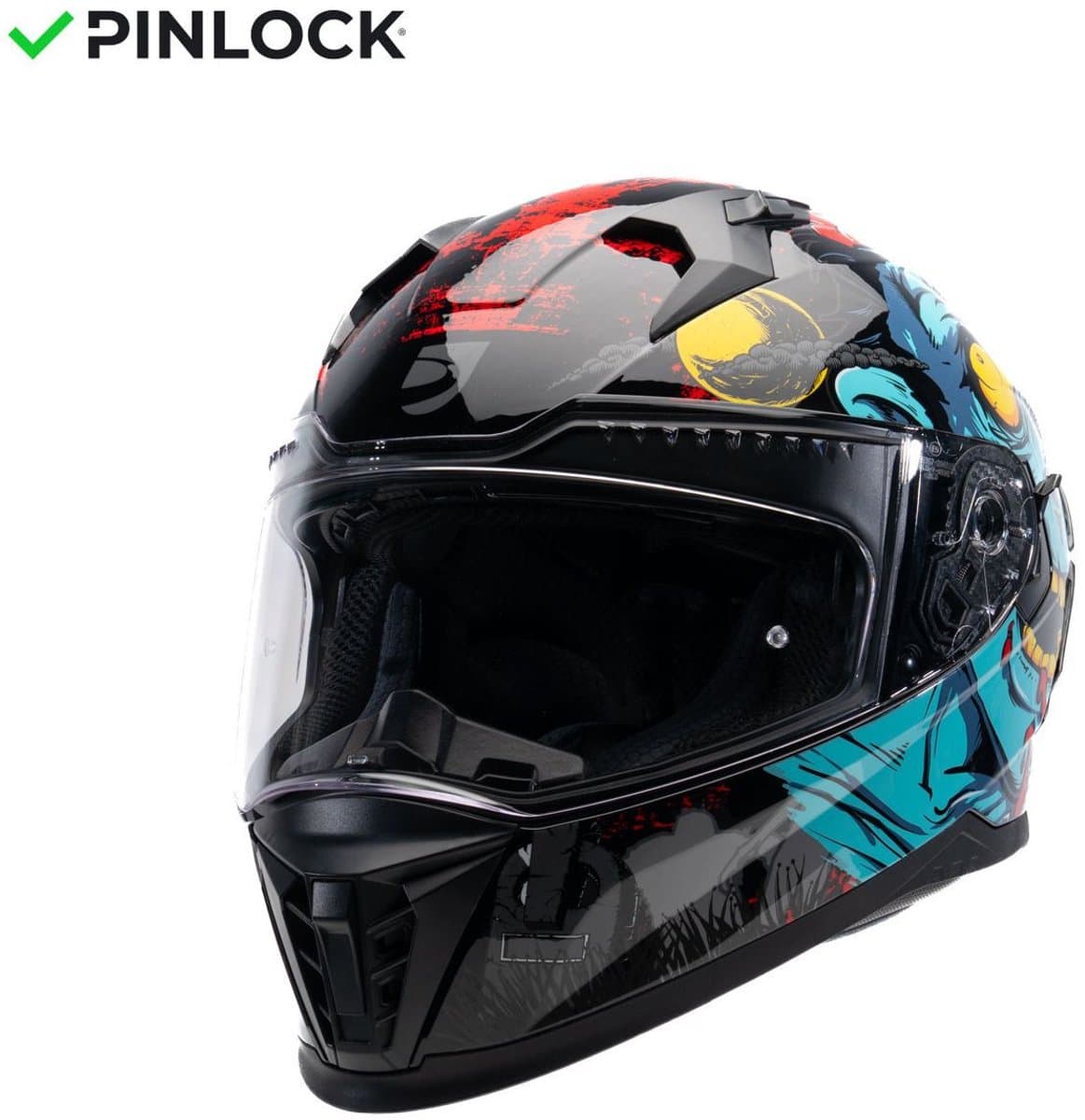 MOTOBLOUZ EROS NEGAN Integraalhelm - ECE 22.06 gekeurde Helm Scooter, Motor & Brommer - Heren & Dames - Zwart/groen - L