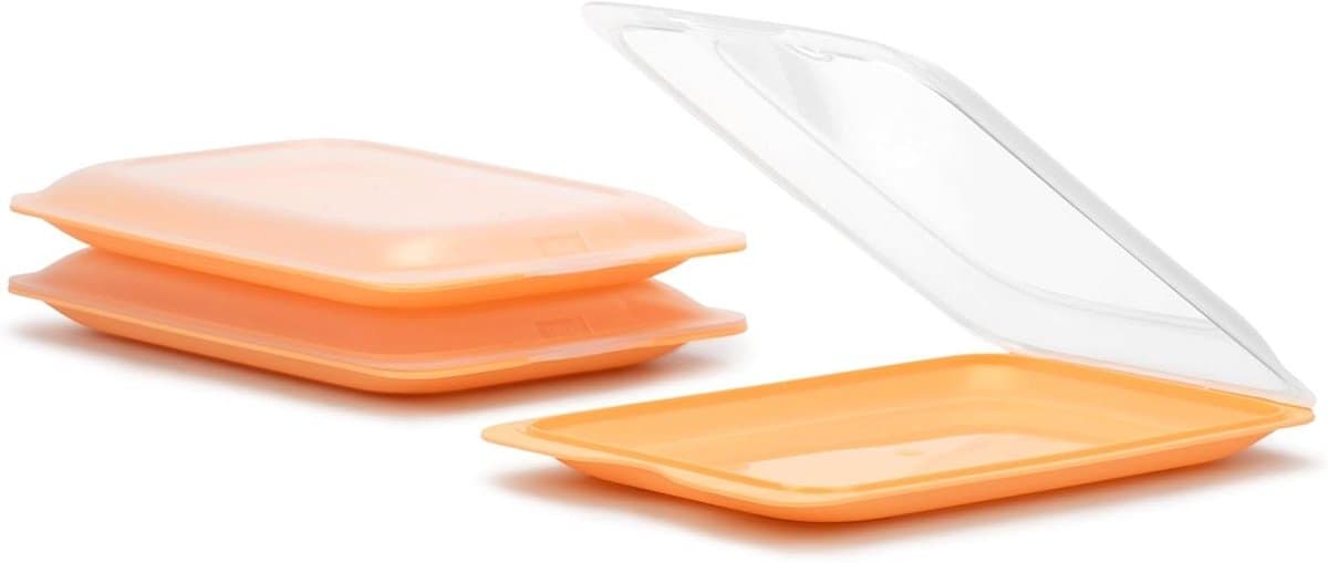 Vleeswaren Opbergbox - Koelkastbakjes - Voedsel Vers Houden - Afneembaar Deksel - 17x3.2x25.2 cm - Peach