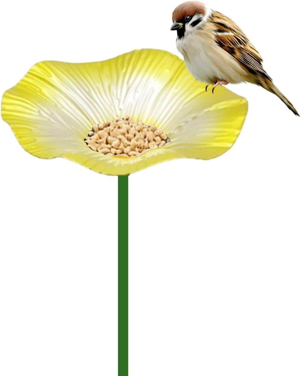 Vogelbad - Bijenbad - Tuindecoratie - Weerbestendig metaal - 5.71 inch - Geel
