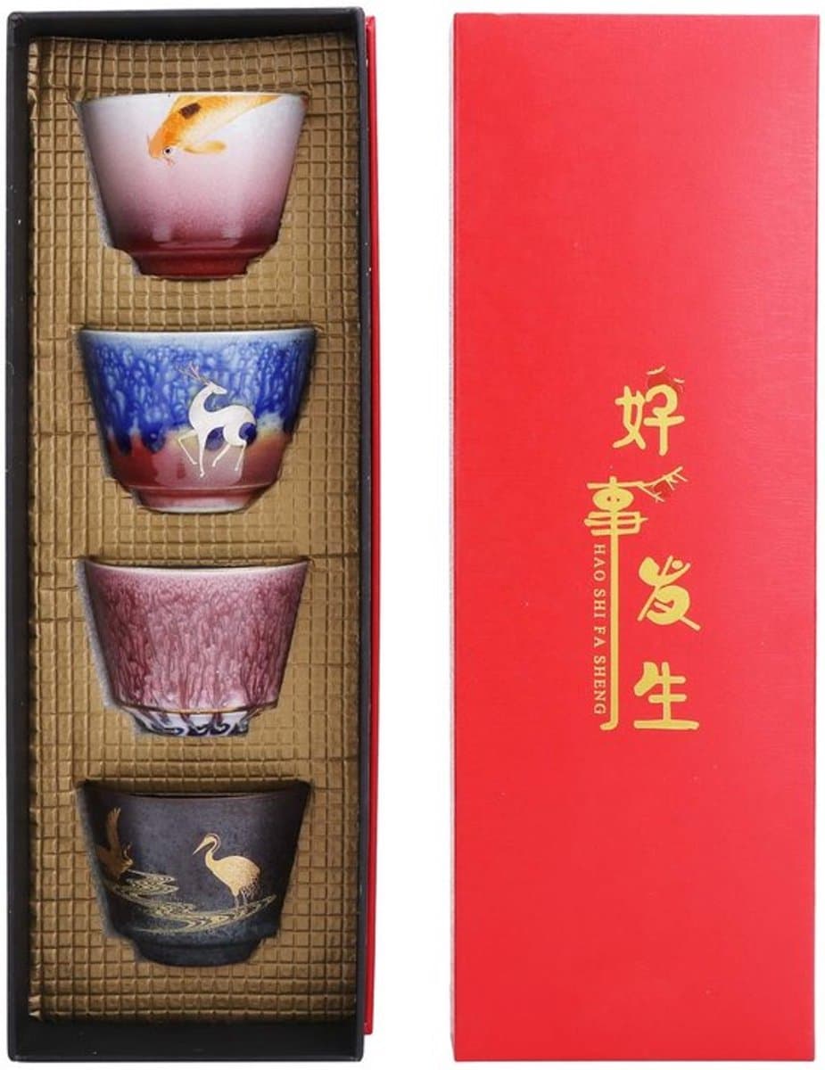 Jhubersproducts - Theekopjes Set van 4 - Japanse Kung Fu - Keramiek - perfect voor
